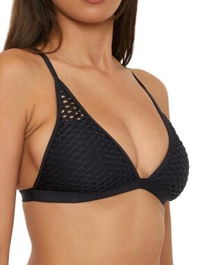 NWT BECCA Black Textured Triangle Bikini Top